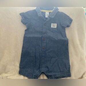 Carter's Baby Boy Chambray Denim Romper – Size 9 Months – "Handsome Gentlemen"